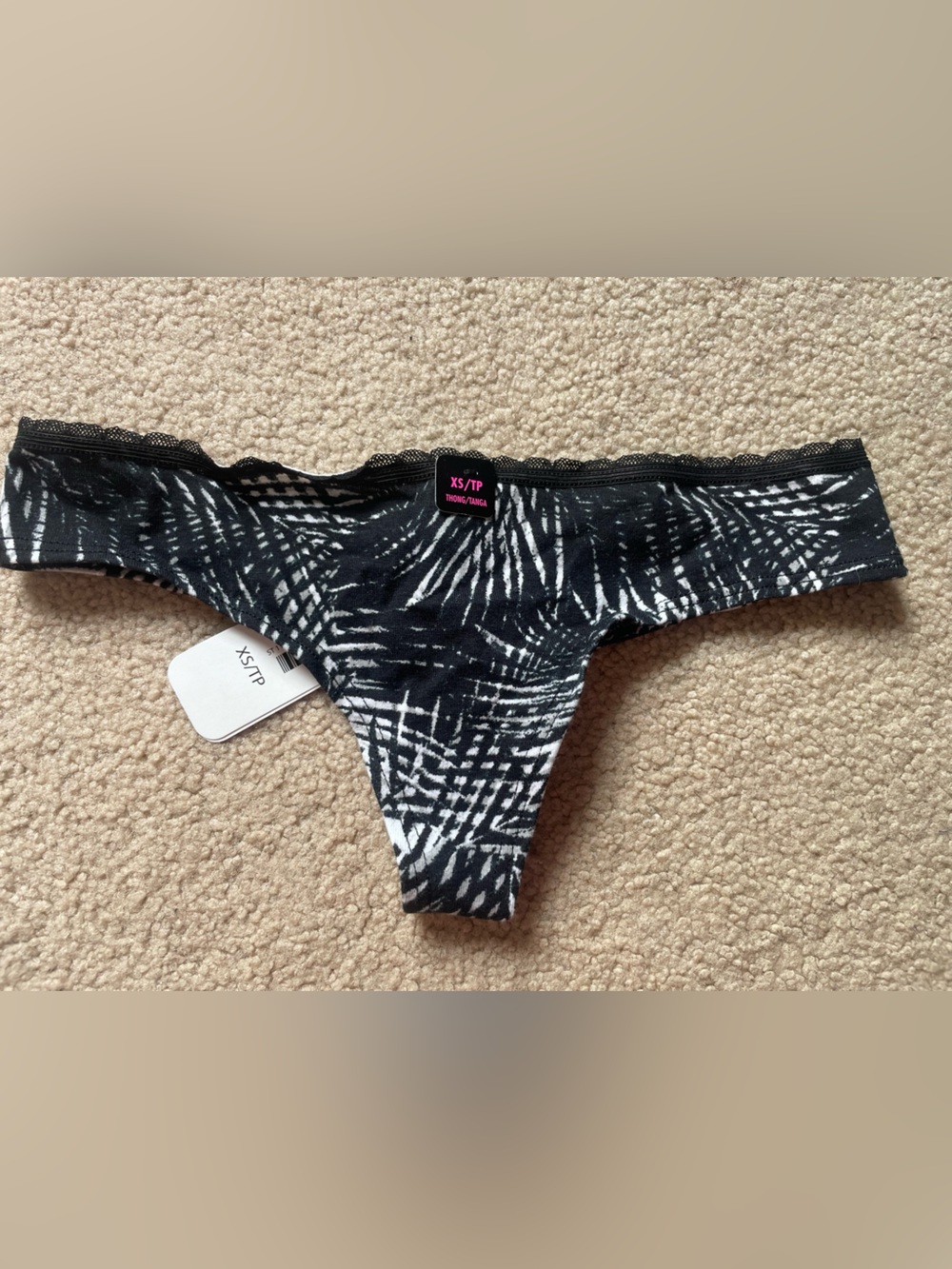 La SENZA Black & White Abstract Hipster Thong